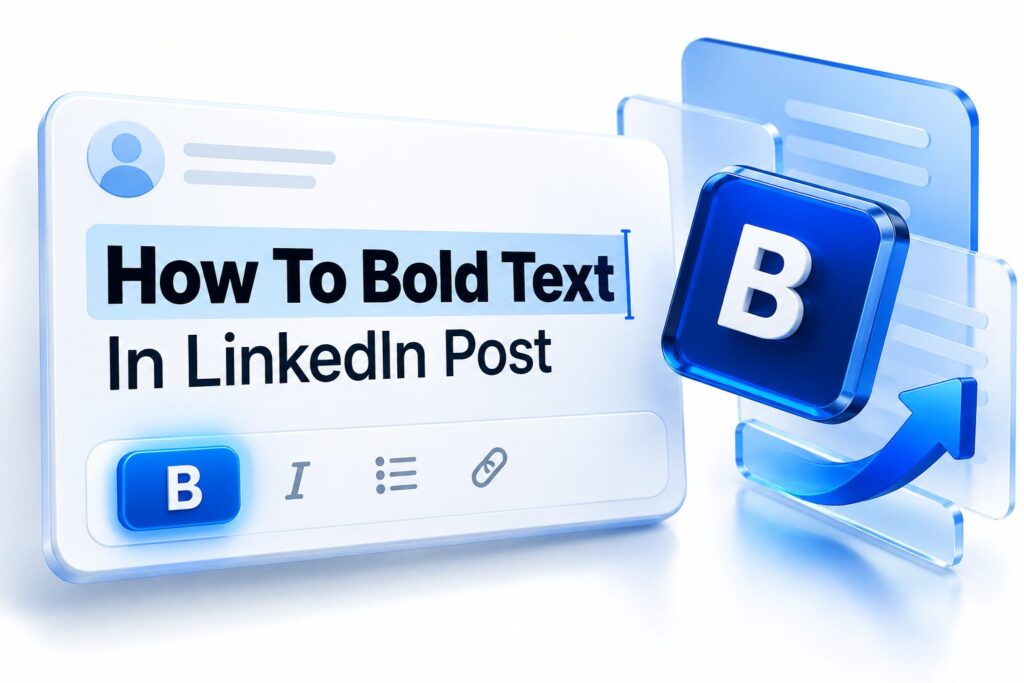 LinkedIn post editor showing bold Unicode text in a professional update.